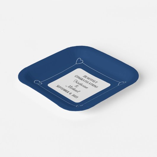 Elegante Minimalistische Hochzeit Pappteller (Gewinkelt)