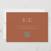 Elegante Minimalistische Hochzeit QR Code Terracot Save The Date (Rückseite)