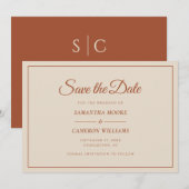 Elegante Minimalistische Hochzeit QR Code Terracot Save The Date (Vorne/Hinten)