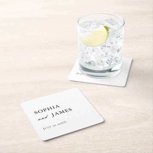 Elegante Minimalistische Hochzeit Rechteckiger Pappuntersetzer (Vor Ort)