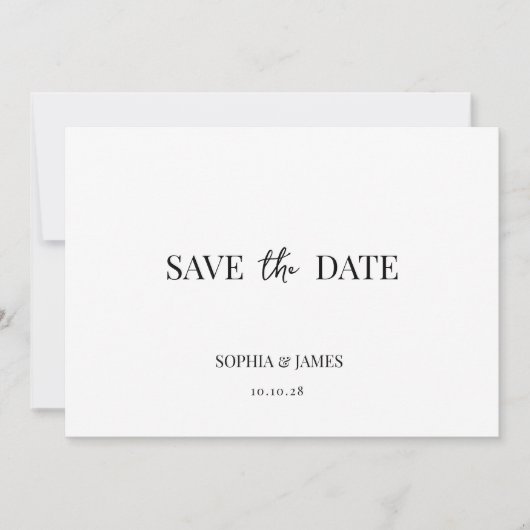 Elegante Minimalistische Hochzeit rettet das Datum Save The Date (Vorderseite)