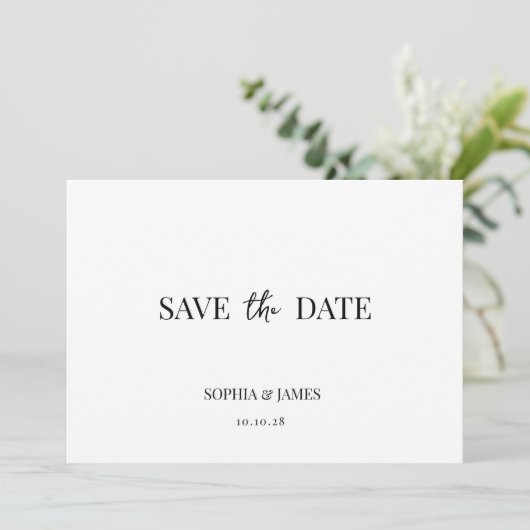 Elegante Minimalistische Hochzeit rettet das Datum Save The Date (Stehend Vorderseite)