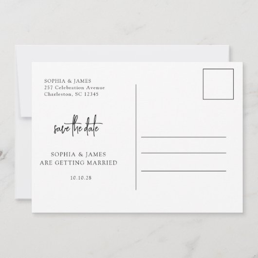 Elegante Minimalistische Hochzeit rettet das Datum Save The Date (Rückseite)