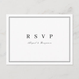Elegante, minimalistische Hochzeit RSVP in Schwarz Einladungspostkarte