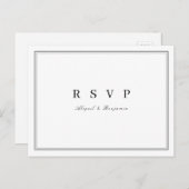 Elegante, minimalistische Hochzeit RSVP in Schwarz Einladungspostkarte (Vorne/Hinten)