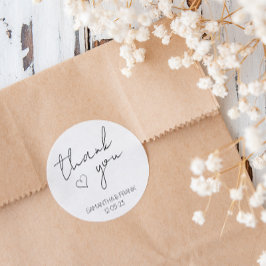 Elegante Minimalistische Hochzeit Runder Aufkleber