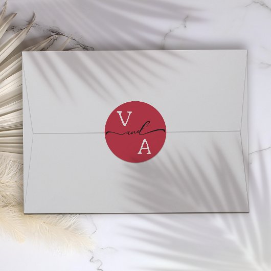 Elegante Minimalistische Hochzeit Runder Aufkleber