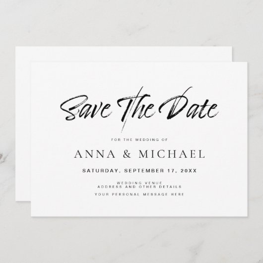 Elegante Minimalistische Hochzeit Save The Date (Vorne/Hinten)
