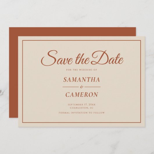 Elegante Minimalistische Hochzeit Save The Date (Vorne/Hinten)