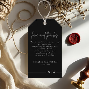 "Elegante Minimalistische Hochzeit schwarz-weiß Geschenkanhänger