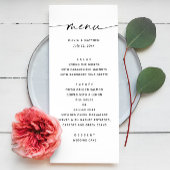 Elegante Minimalistische Hochzeit | Schwarz-Weiß-S Menükarte