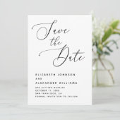 Elegante Minimalistische Hochzeit. Schwarz-Weiß-Sc Save The Date (Stehend Vorderseite)