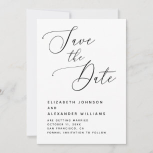 Elegante minimalistische Hochzeit. Schwarzes & wei Save The Date