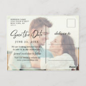 Elegante Minimalistische Hochzeit Speichern Sie da Postkarte (Rückseite)