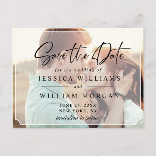 Elegante Minimalistische Hochzeit Speichern Sie da Postkarte (Vorderseite)