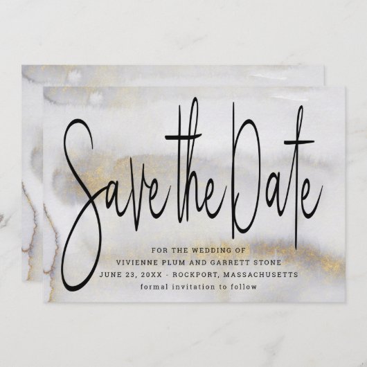 Elegante Minimalistische Hochzeit speichern Sie da Save The Date (Vorne/Hinten)
