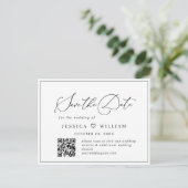 Elegante Minimalistische Hochzeit Speichern Sie de Postkarte (Stehend Vorderseite)