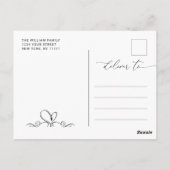 Elegante Minimalistische Hochzeit Speichern Sie de Postkarte (Rückseite)
