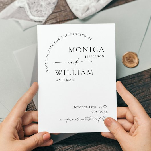 Elegante Minimalistische Hochzeit speichert das Da Postkarte