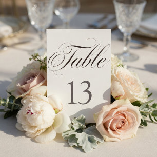 Elegante Minimalistische Hochzeit Tischnummer