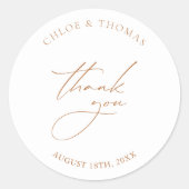 Elegante Minimalistische Hochzeit Vielen Dank Runder Aufkleber (Vorderseite)