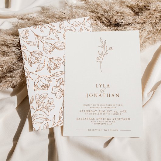 Elegante Minimalistische Hochzeit von Elfenbein un Einladung