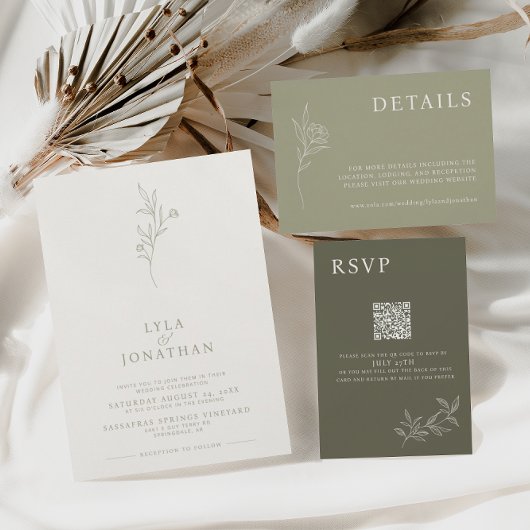 Elegante Minimalistische Hochzeit von Elfenbein un Einladung