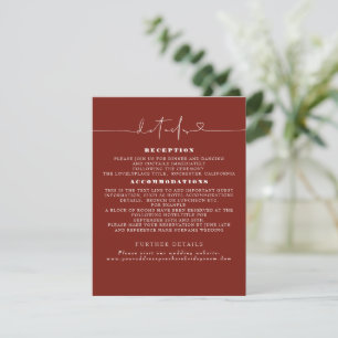 Elegante Minimalistische Hochzeitdetails Begleitkarte