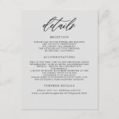 Elegante Minimalistische Hochzeitdetails Begleitkarte (Vorderseite)