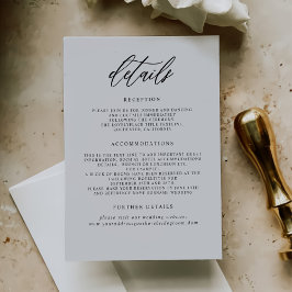 Elegante Minimalistische Hochzeitdetails Begleitkarte