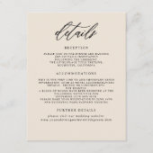 Elegante Minimalistische Hochzeitdetails Begleitkarte (Vorderseite)