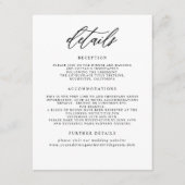 Elegante Minimalistische Hochzeitdetails Begleitkarte (Vorderseite)