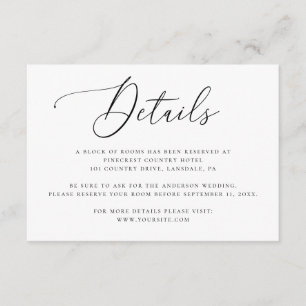 Elegante Minimalistische Hochzeitdetails mit Skrip Begleitkarte