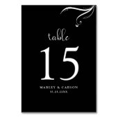 Elegante Minimalistische Hochzeiten in Schwarz und Tischnummer (Rückseite)