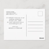 Elegante Minimalistische Hochzeiten speichern den  Postkarte (Rückseite)