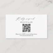 Elegante Minimalistische Hochzeitkarte QR Online R Begleitkarte (Vorderseite)