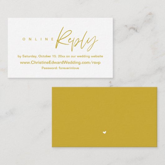 Elegante, Minimalistische, hochzeitliche Online-UA Begleitkarte (Vorne/Hinten)