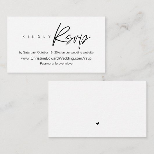 Elegante, Minimalistische, hochzeitliche Online-UA Begleitkarte (Vorne/Hinten)