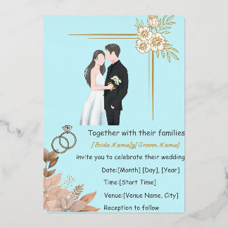 Elegante Minimalistische Hochzeits-Einladungsvorla Folieneinladung