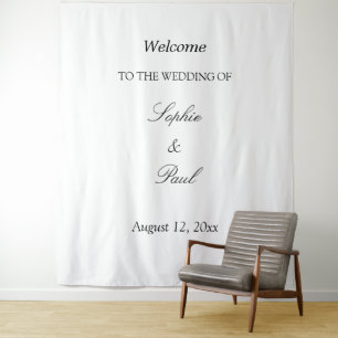 Elegante minimalistische Hochzeits-Willkommenstepp Wandteppich