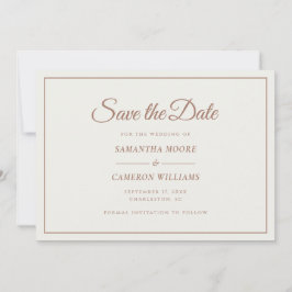 Elegante Minimalistische Hochzeitscreme & Mocha Br Save The Date
