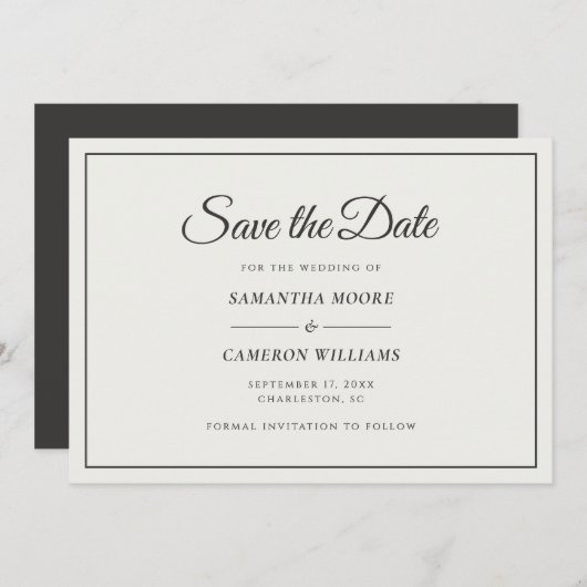 Elegante Minimalistische Hochzeitscreme und weiche Save The Date (Vorne/Hinten)