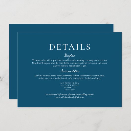 Elegante Minimalistische Hochzeitsdetails der Mari Einladung (Vorne/Hinten)