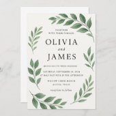 Elegante Minimalistische Hochzeitseinladung mit bo Einladung (Vorne/Hinten)