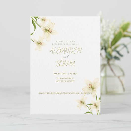 ELEGANTE MINIMALISTISCHE HOCHZEITSEINLADUNG MIT LI EINLADUNG (Stehend Vorderseite)