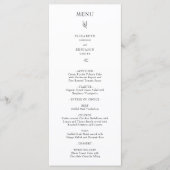 Elegante Minimalistische Hochzeitsempfehlung Menükarte (Vorderseite)