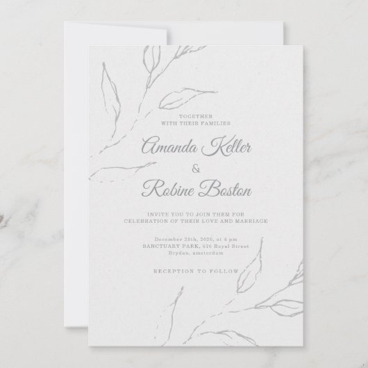 Elegante Minimalistische Hochzeitsfeier Einladung (Vorderseite)