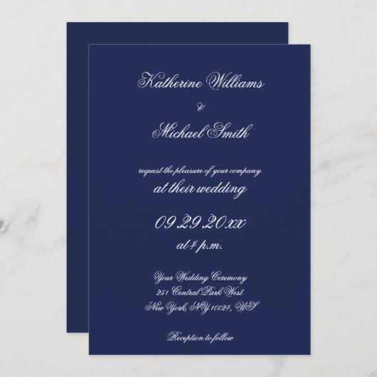 Elegante Minimalistische Hochzeitsfeiern Einladung (Vorne/Hinten)