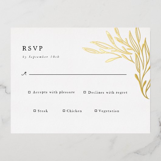 Elegante Minimalistische Hochzeitsfolie Folie Einladungspostkarte (Vorderseite)