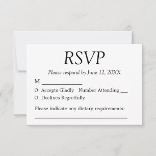 Elegante Minimalistische Hochzeitskarte RSVP Karte
